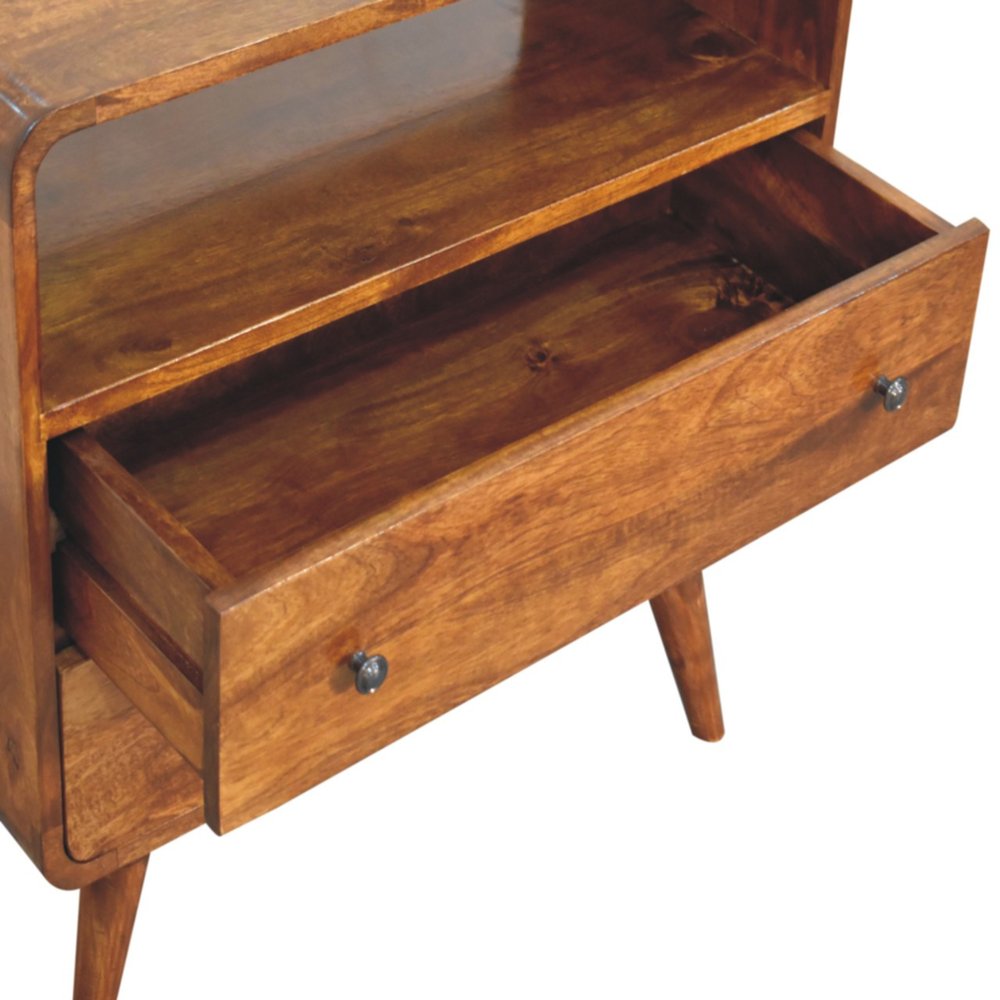 28" Brown Solid Wood Two Drawer Sideboard
