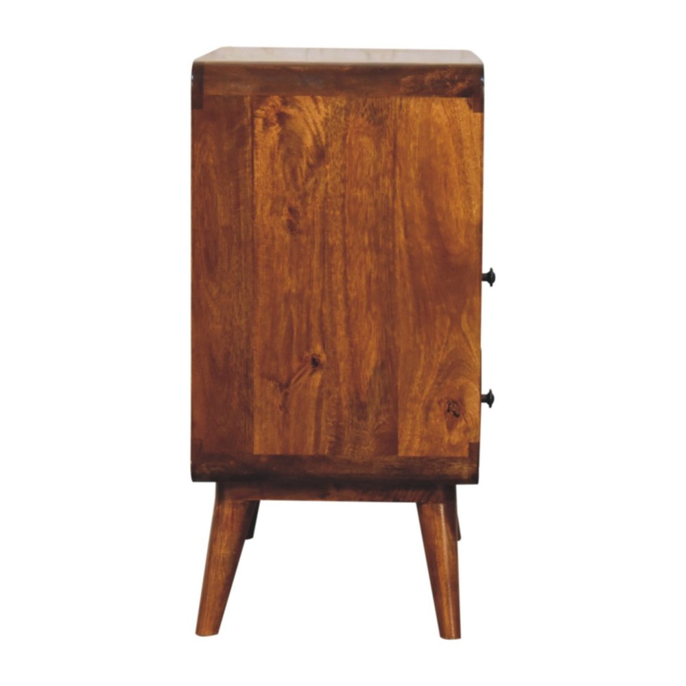 28" Brown Solid Wood Two Drawer Sideboard