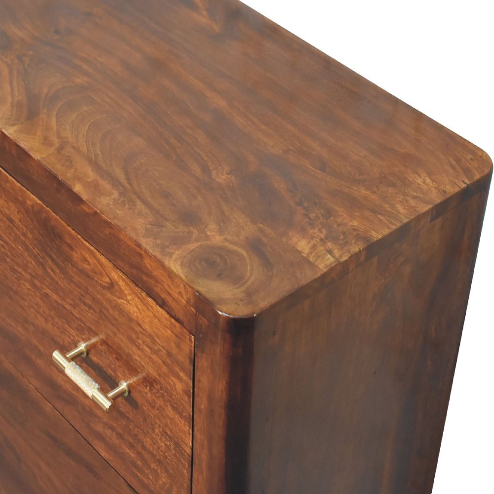 32" Brown Solid Wood Three Drawer Sideboard
