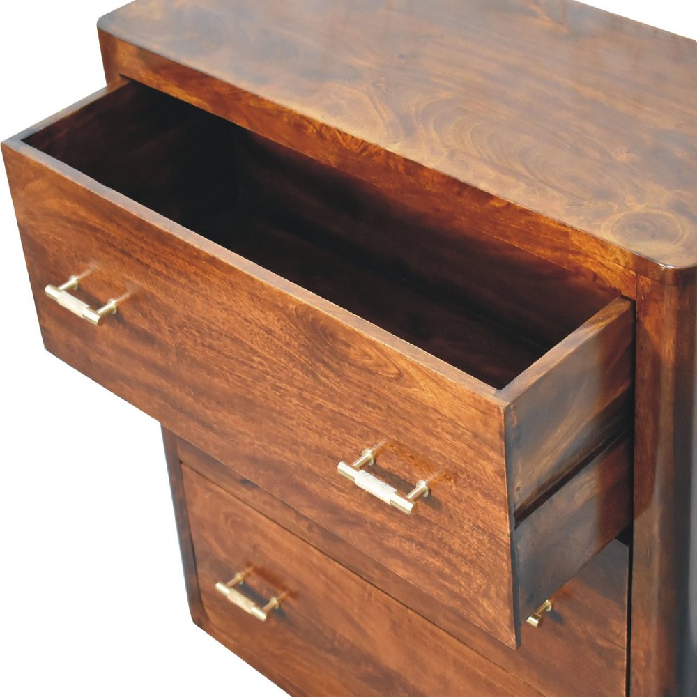 32" Brown Solid Wood Three Drawer Sideboard