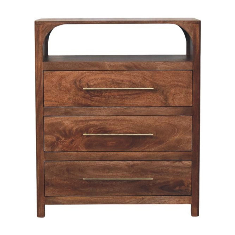 30" Brown Solid Wood Two Drawer Sideboard