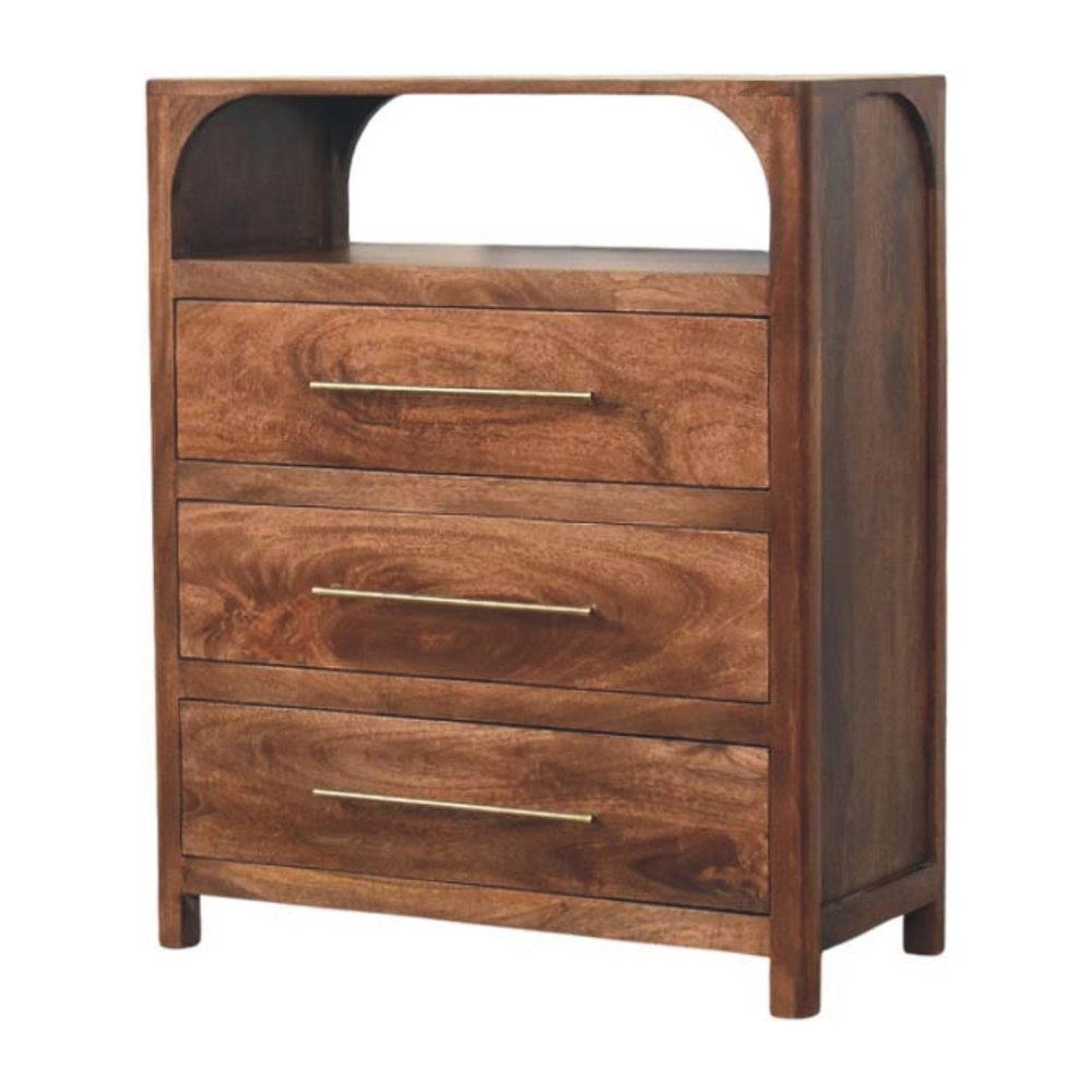 30" Brown Solid Wood Two Drawer Sideboard
