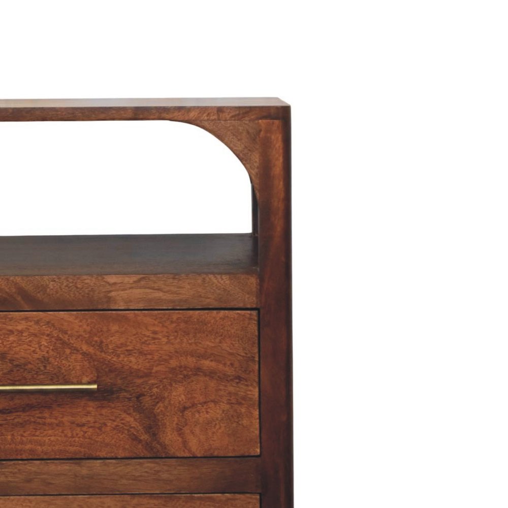 30" Brown Solid Wood Two Drawer Sideboard