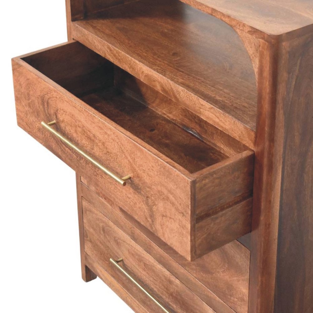 30" Brown Solid Wood Two Drawer Sideboard