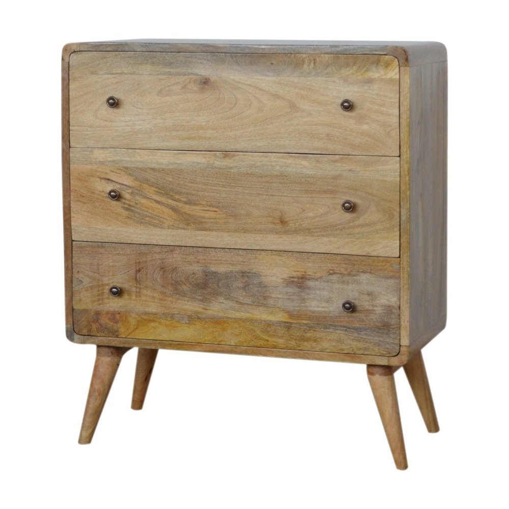 28" Brown Solid Wood Three Drawer Sideboard