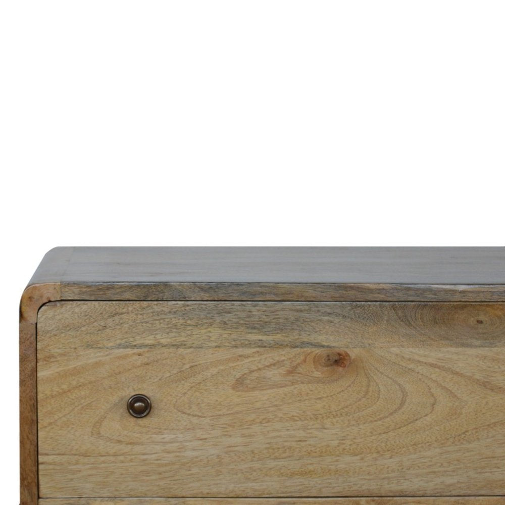 28" Brown Solid Wood Three Drawer Sideboard