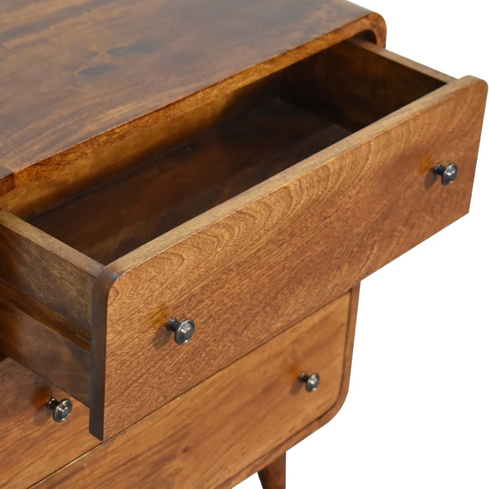 22" Brown Solid Wood Three Drawer Sideboard
