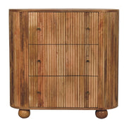 35" Brown Solid Wood Three Drawer Sideboard