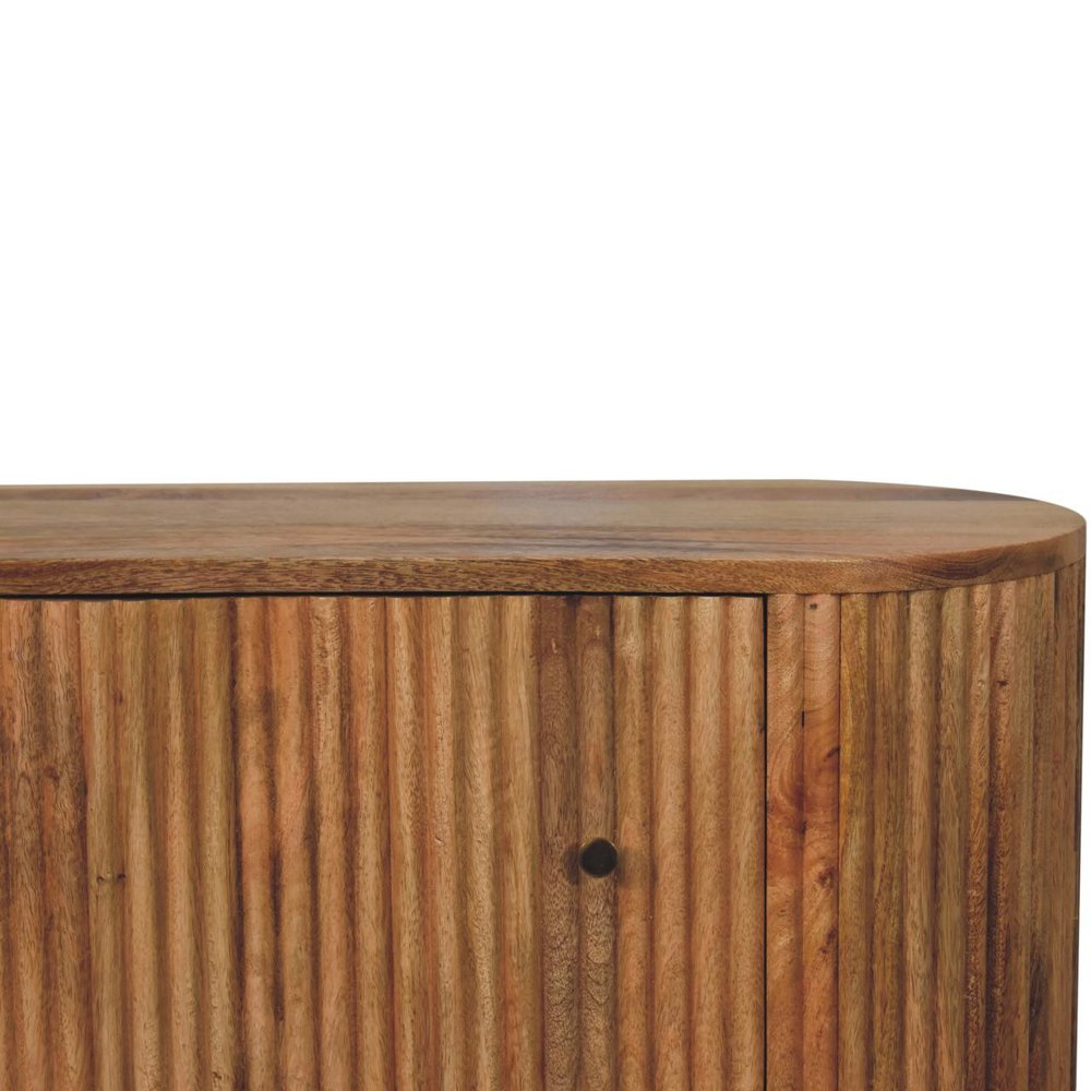 35" Brown Solid Wood Three Drawer Sideboard