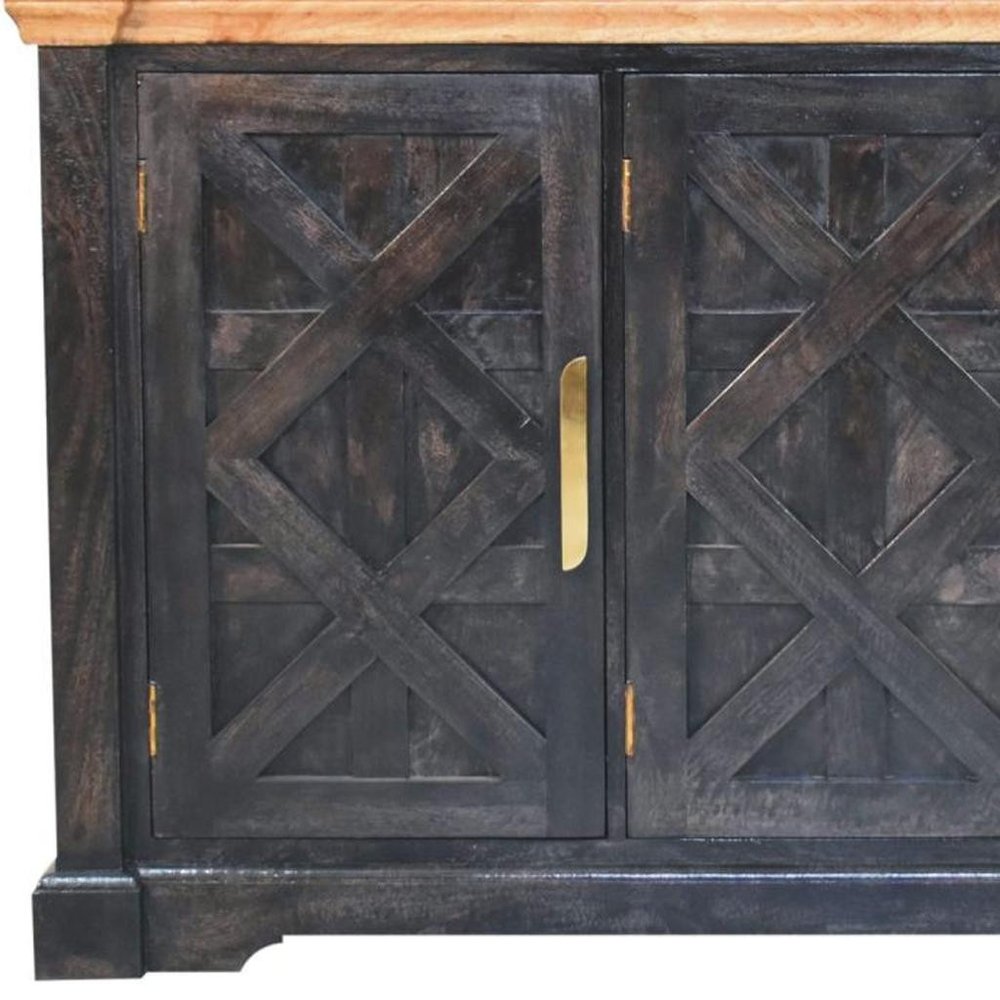 59" Brown Solid Wood Two Drawer Sideboard