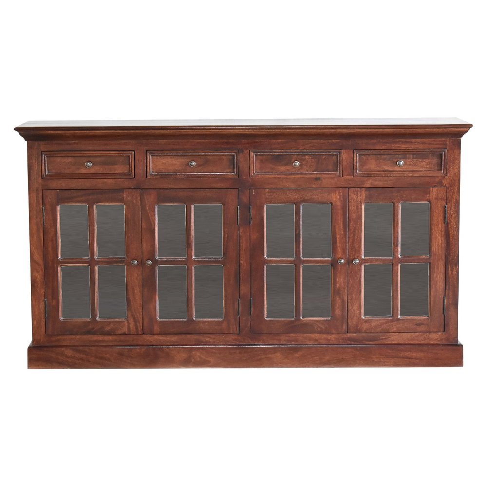 65" Brown Solid Wood Six Drawer Sideboard
