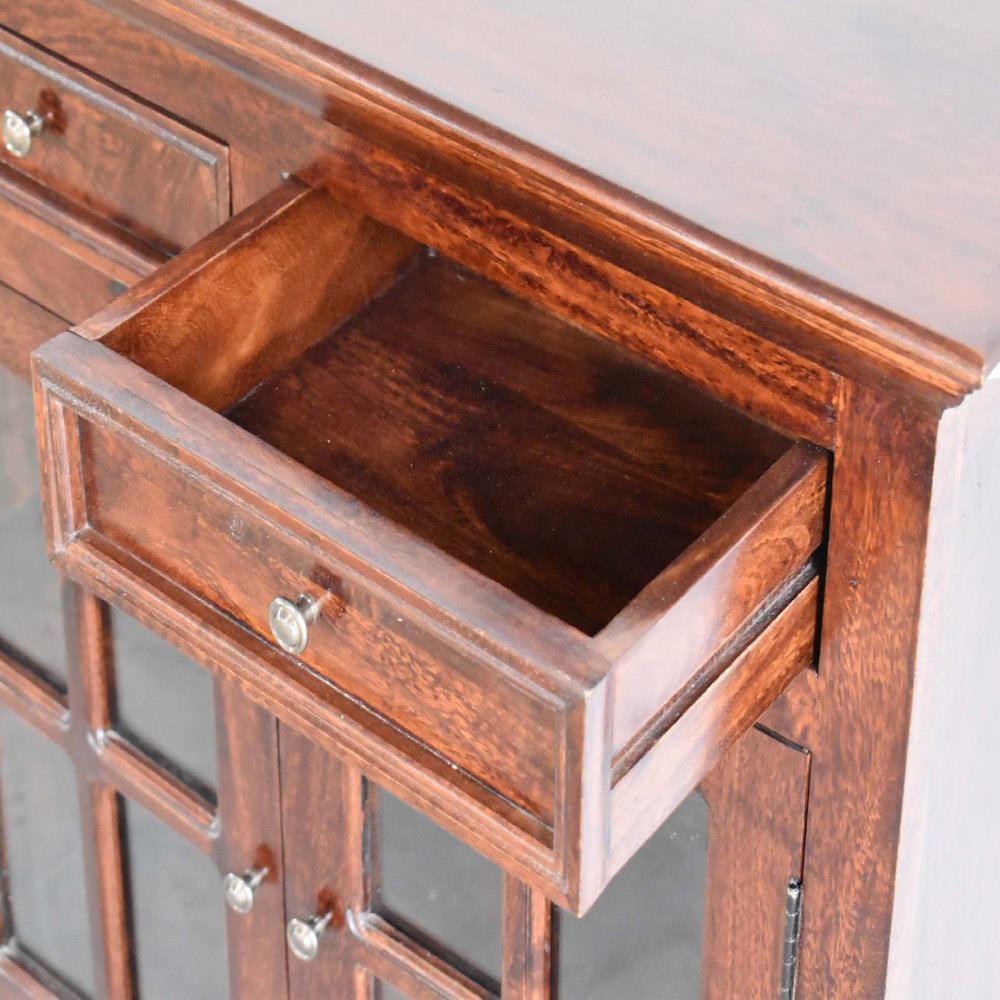 65" Brown Solid Wood Six Drawer Sideboard