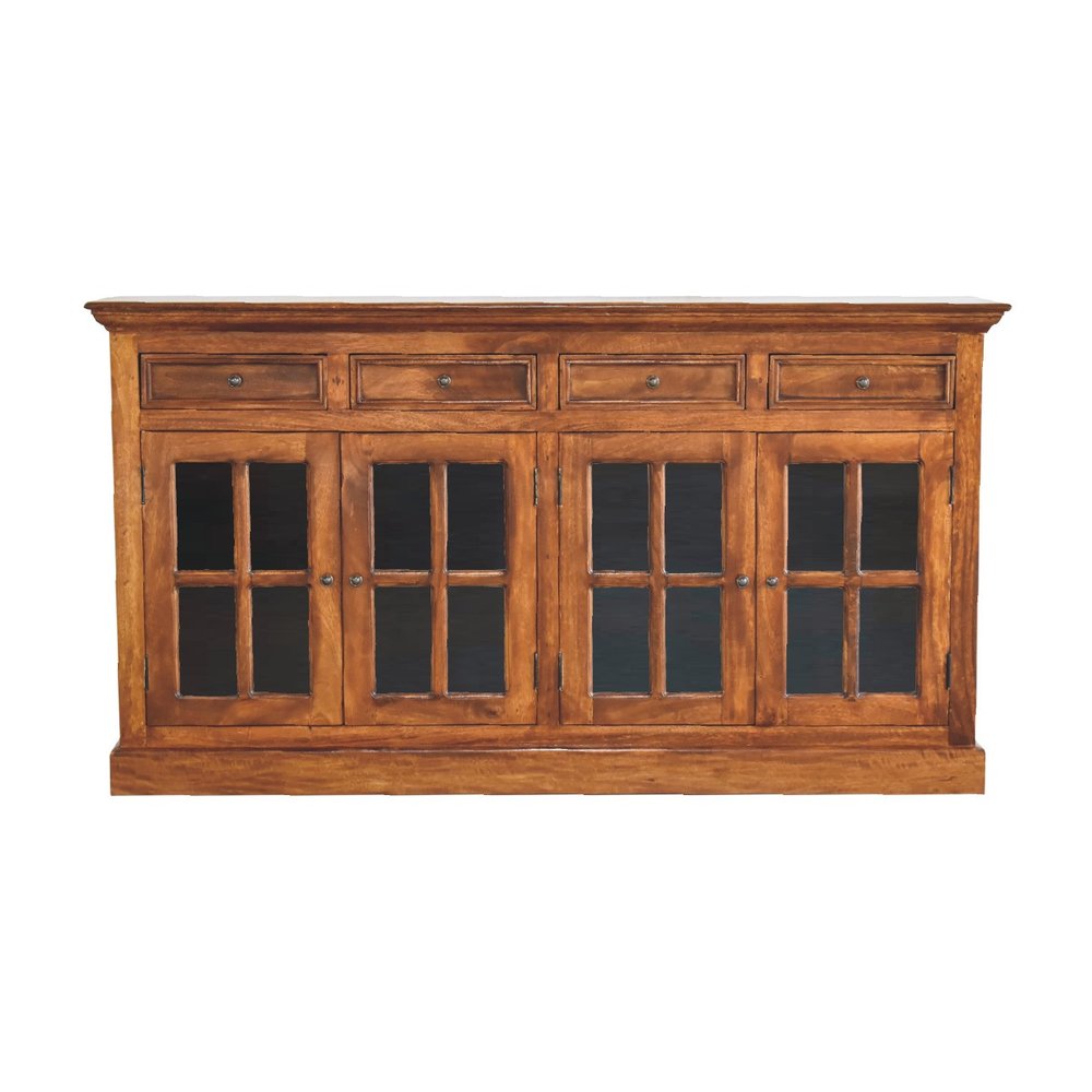 65" Brown Solid Wood Four Drawer Sideboard