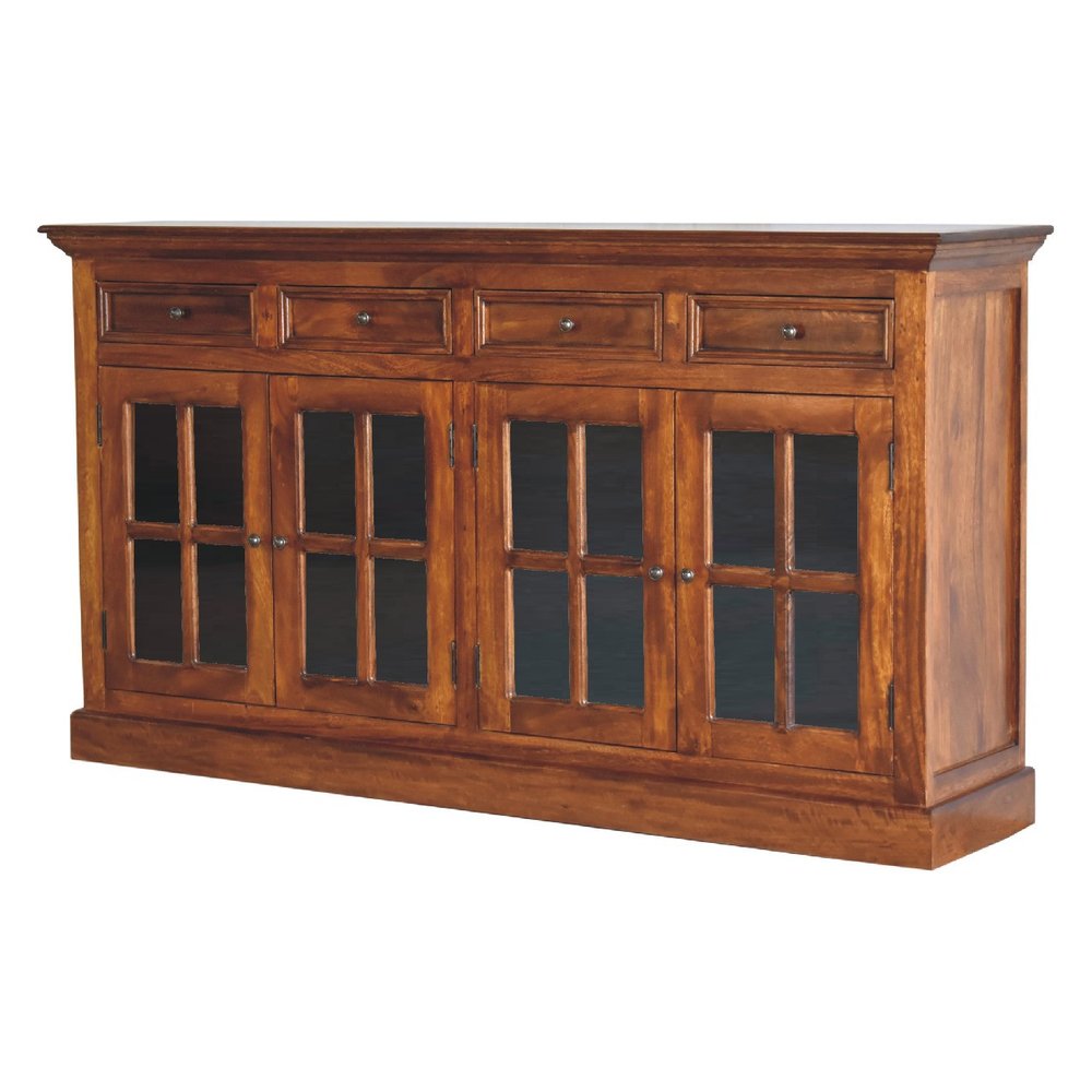 65" Brown Solid Wood Four Drawer Sideboard