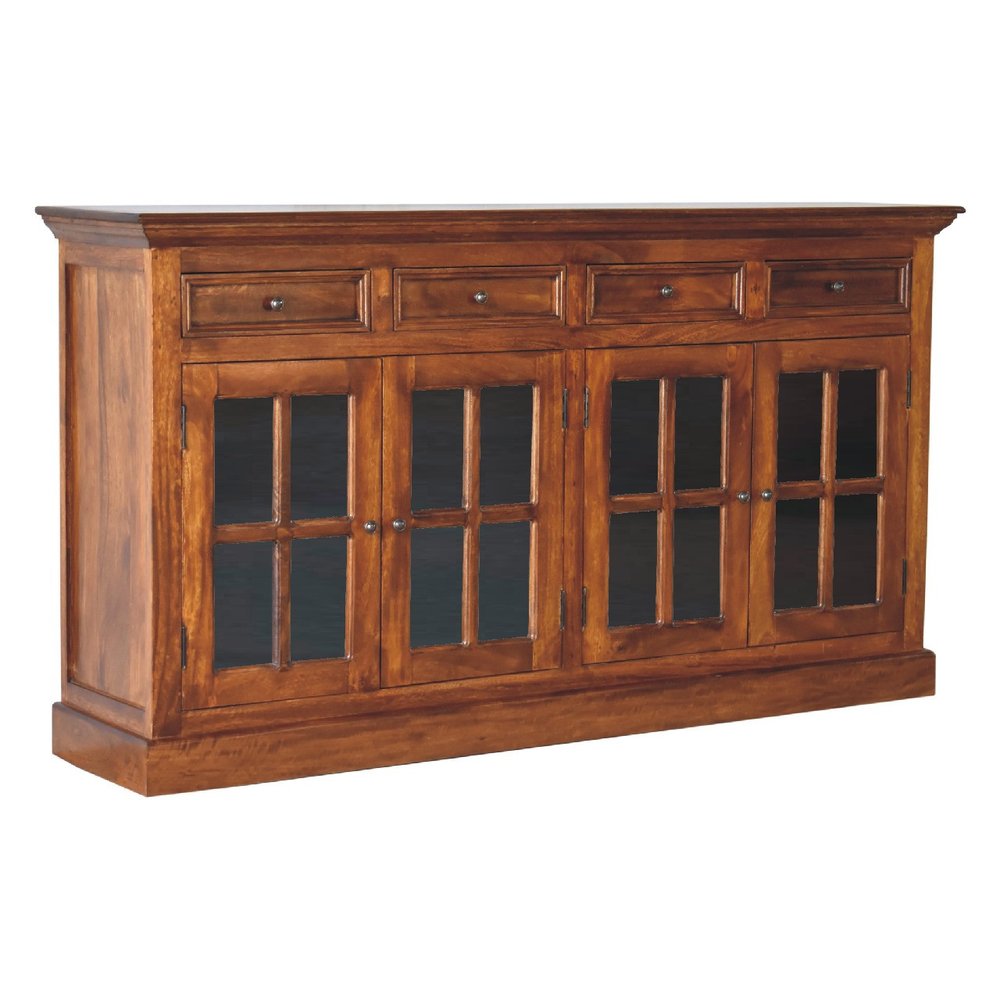 65" Brown Solid Wood Four Drawer Sideboard