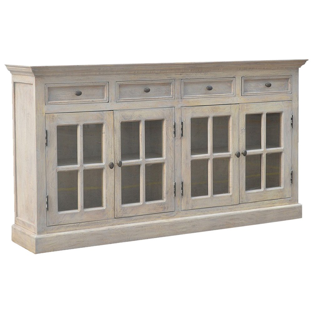 65" Brown Solid Wood Four Drawer Sideboard