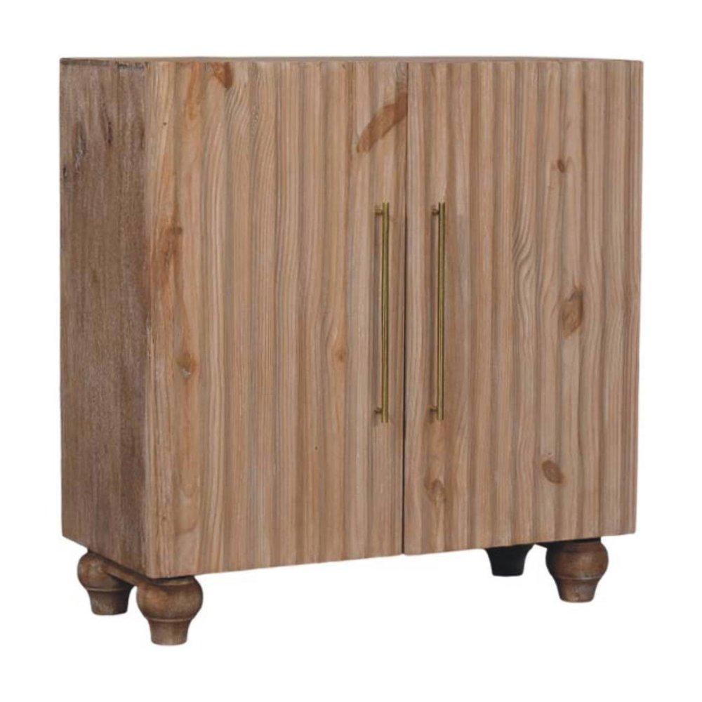 32" Brown Solid Wood Two Drawer Sideboard