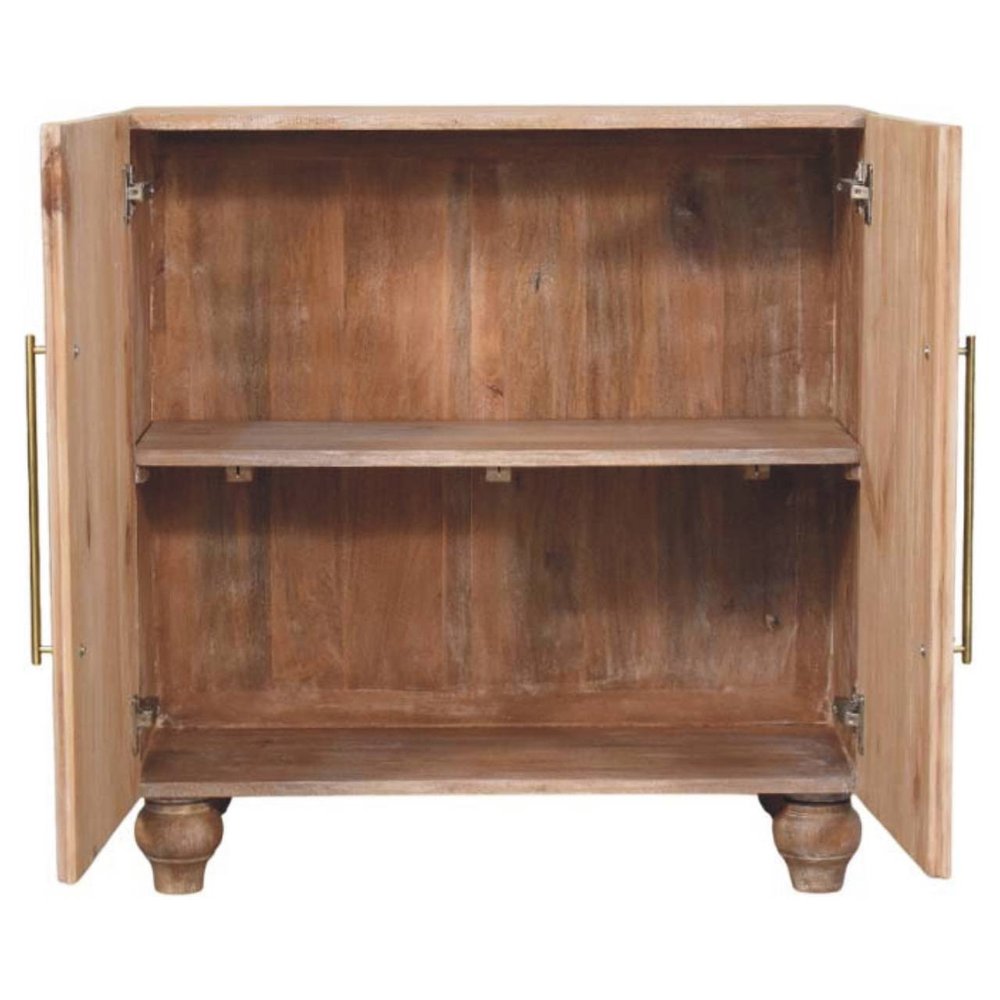 32" Brown Solid Wood Two Drawer Sideboard