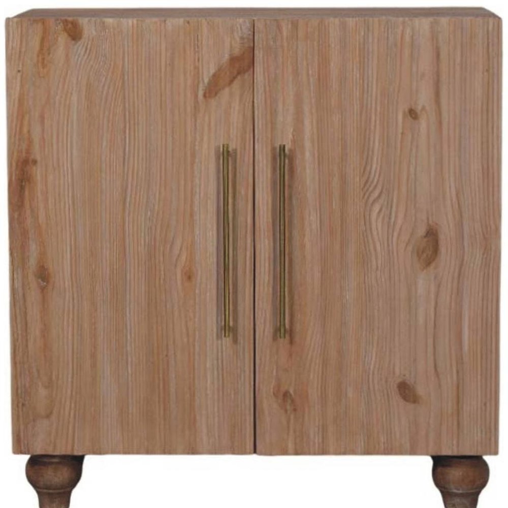 32" Brown Solid Wood Two Drawer Sideboard