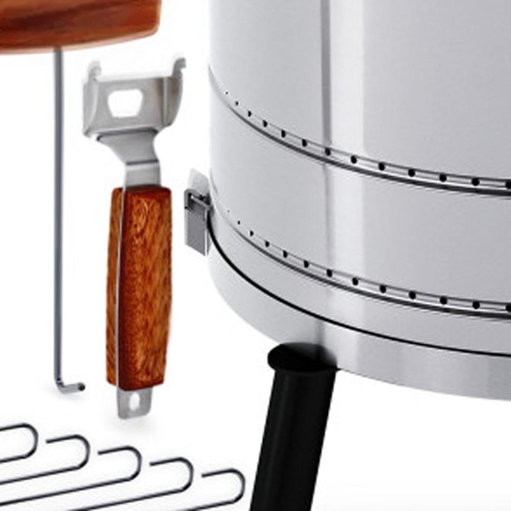 29" X 18" Silver Stainless Steel Portable Barrel Smoker Grill Combo