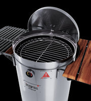 29" X 18" Silver Stainless Steel Portable Barrel Smoker Grill Combo