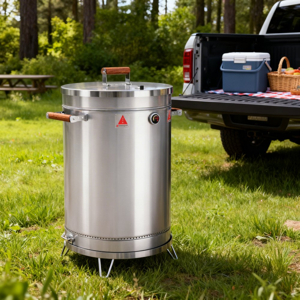 31" X 18" Silver Stainless Steel Portable Smoker Barrel