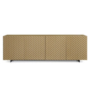 94" Gold Wood Carved Geometric Sideboard With Four Doors