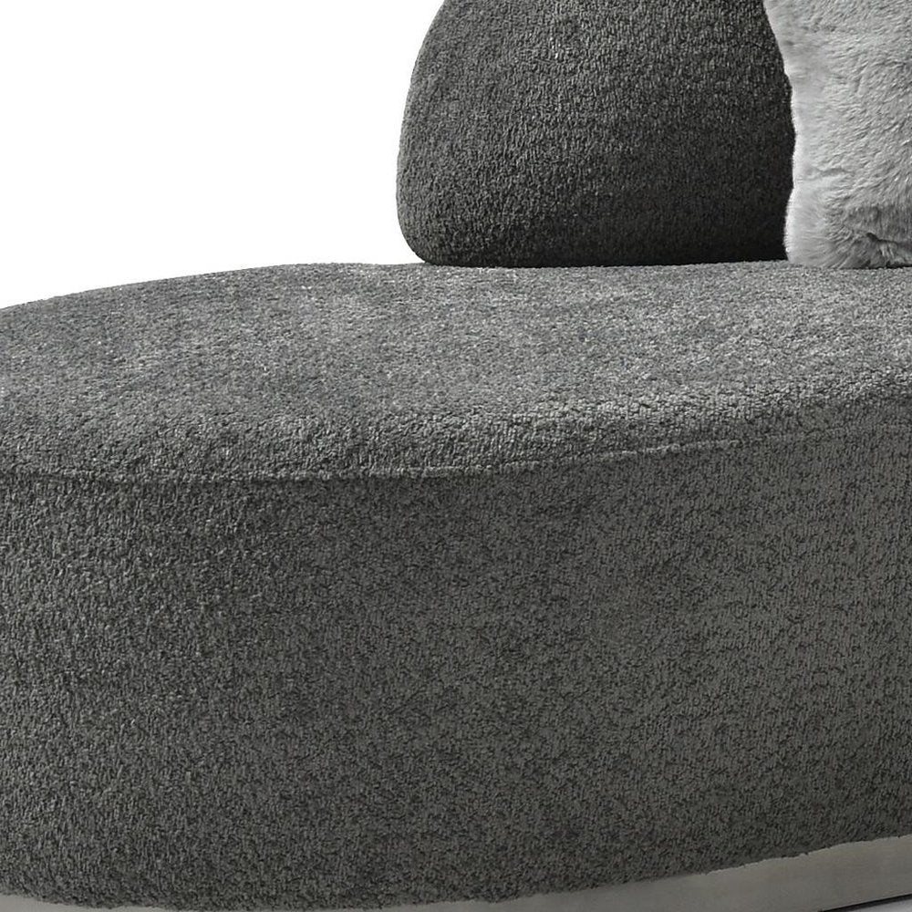 150" Dark Gray Boucle Curved Sofa With Toss Pillows
