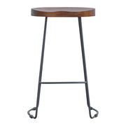 30" Brown and Black Solid Wood and Iron Bar Height Bar Chair