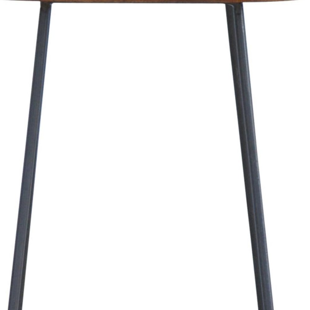 30" Brown and Black Solid Wood and Iron Bar Height Bar Chair