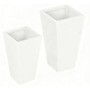 Set of Two White Magnesium Oxide Rectangular Planter Box