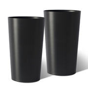 Set of Two Black Heavy Duty Plastic Cylindrical Planter Pots