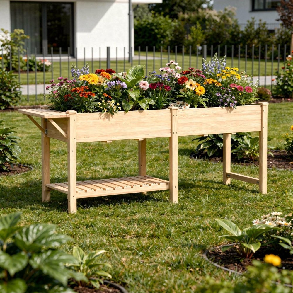 31" X 82" Brown Wood Rectangular Planter Box