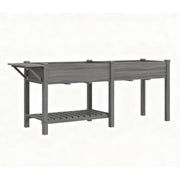 31" X 82" Light Gray Wood Rectangular Planter Box