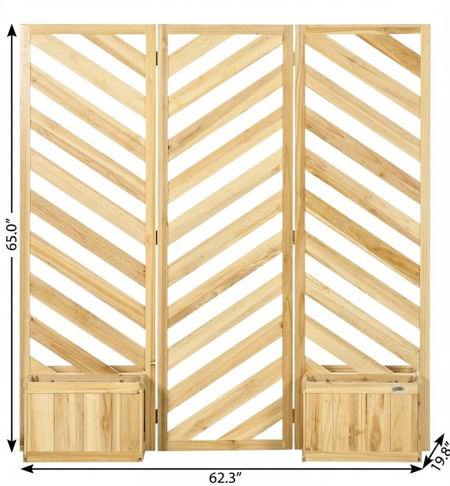 65" X 62" Brown Wood Rectangular Planter Box