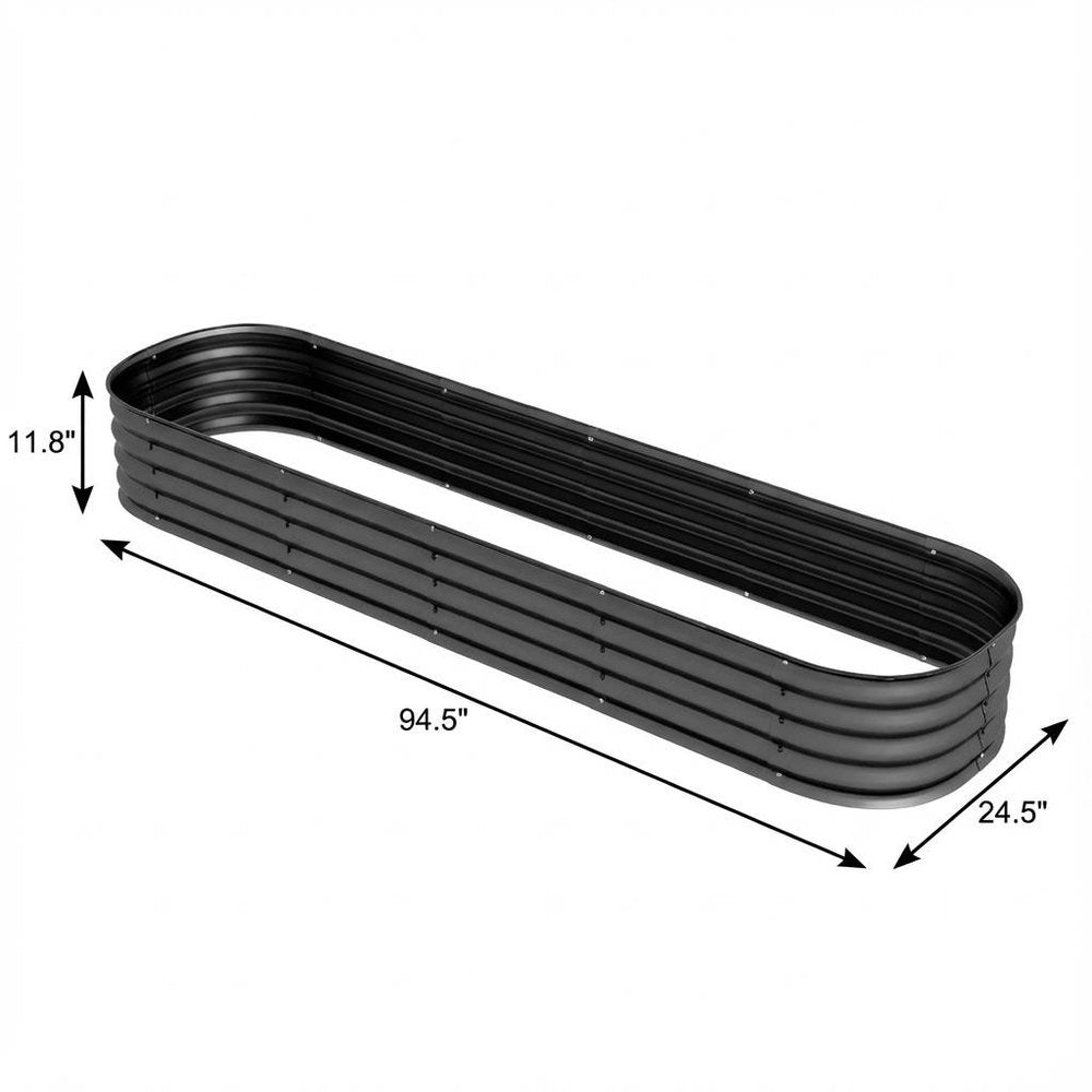 12" X 95" Light Gray Steel Rectangular Planter Box