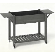 34" X 57" Light Gray Wood Rectangular Planter Box