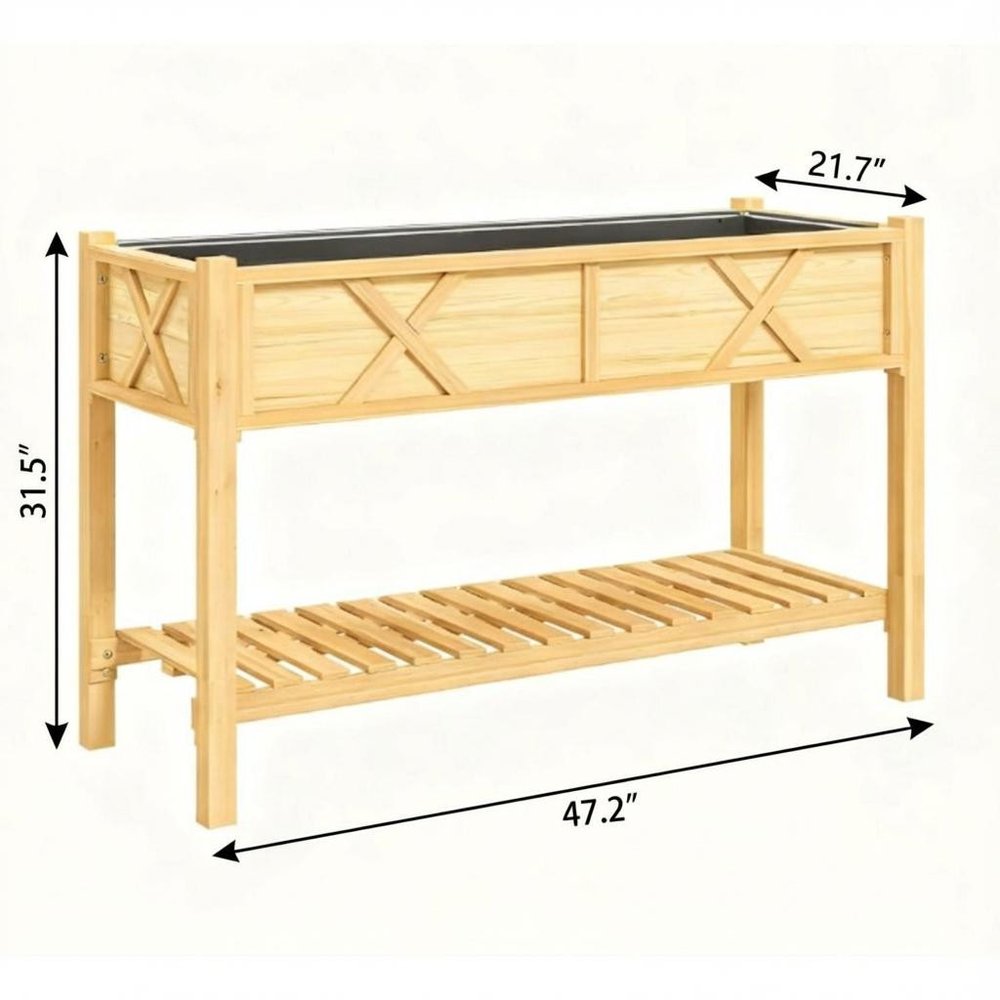 32" X 47" Brown Wood Rectangular Planter Box