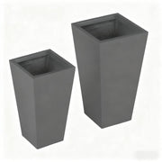 Set of Two Light Gray Magnesium Oxide Rectangular Planter Box