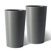Set of Two Light Gray Heavy Duty Plastic Cylindrical Planter Pots