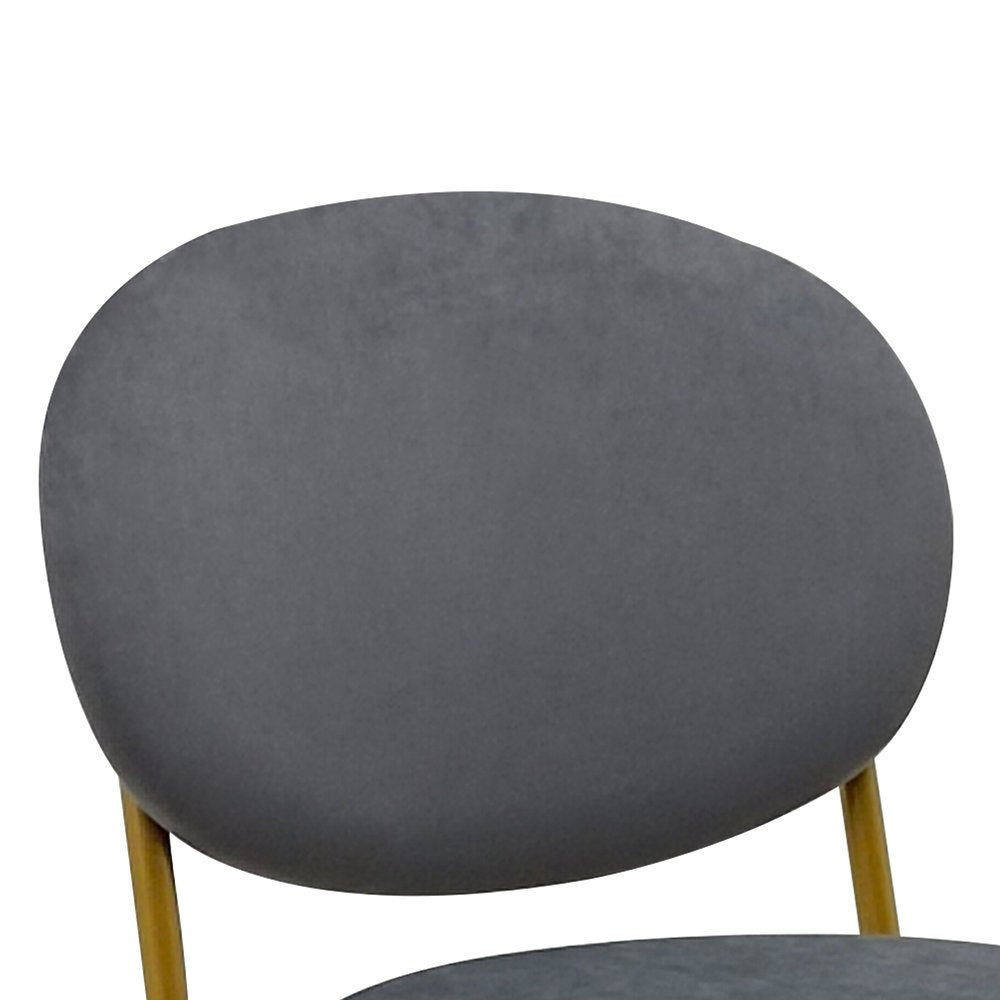 Set of Two 29" Gray and Gold Velvet and Metal Low Back Bar Height Bar Chairs