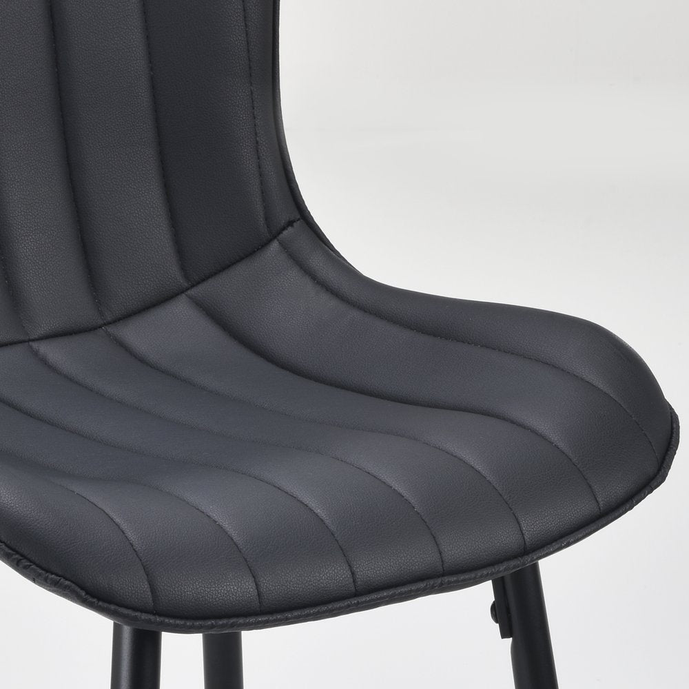 Set of Two 27" Black Faux Leather and Metal Low Back Counter Height Bar Chairs