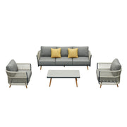 Four Piece Black Metal Outdoor Patio Set With Table