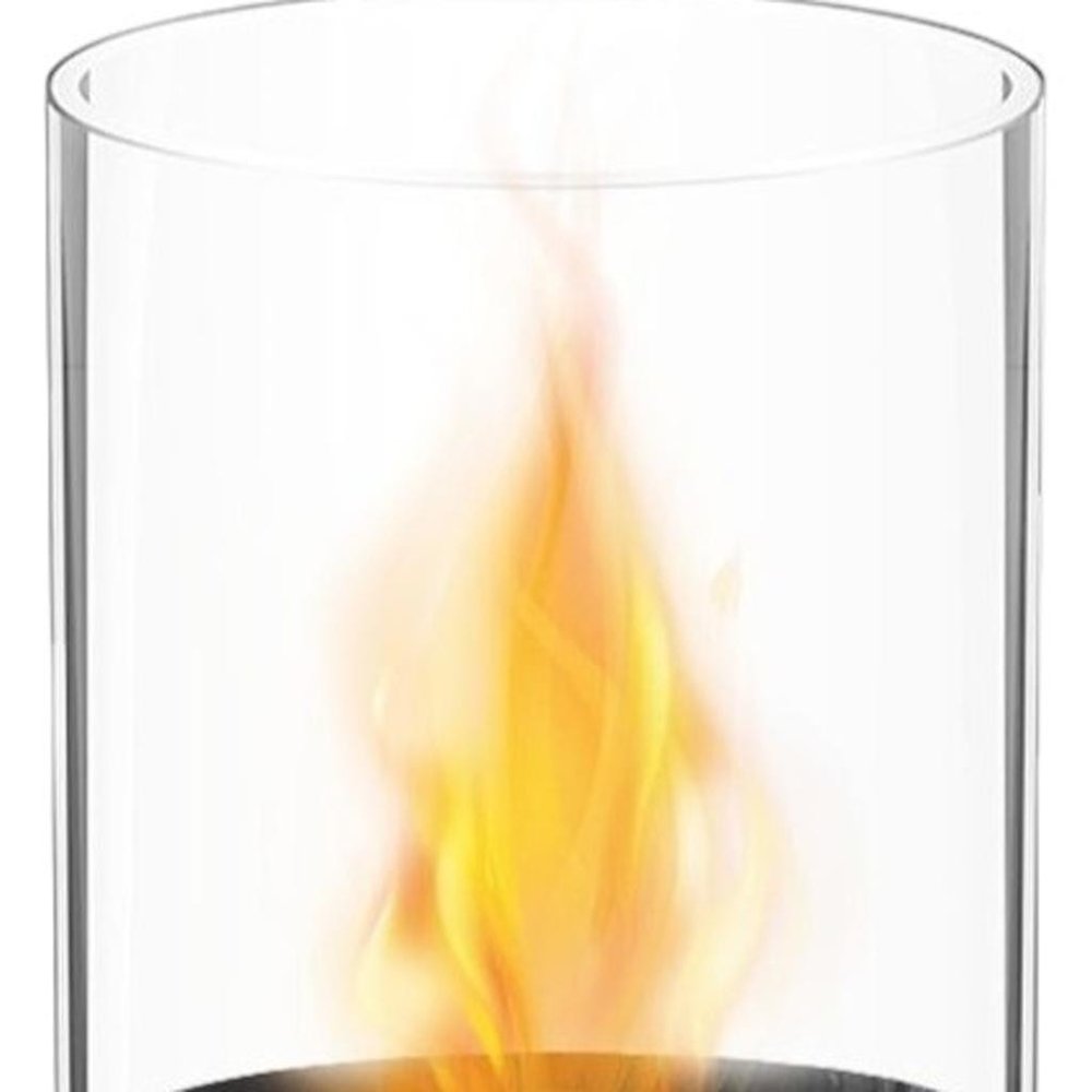 12" Black And Clear Metal And Glass BioEthanol Portable Tabletop Firepit