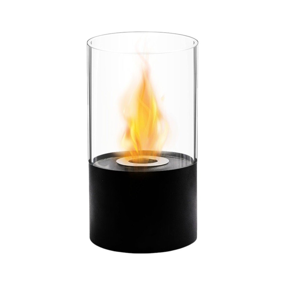 12" Black And Clear Metal And Glass BioEthanol Portable Tabletop Firepit