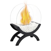 15" Black And Clear Metal And Glass BioEthanol Portable Tabletop Firepit