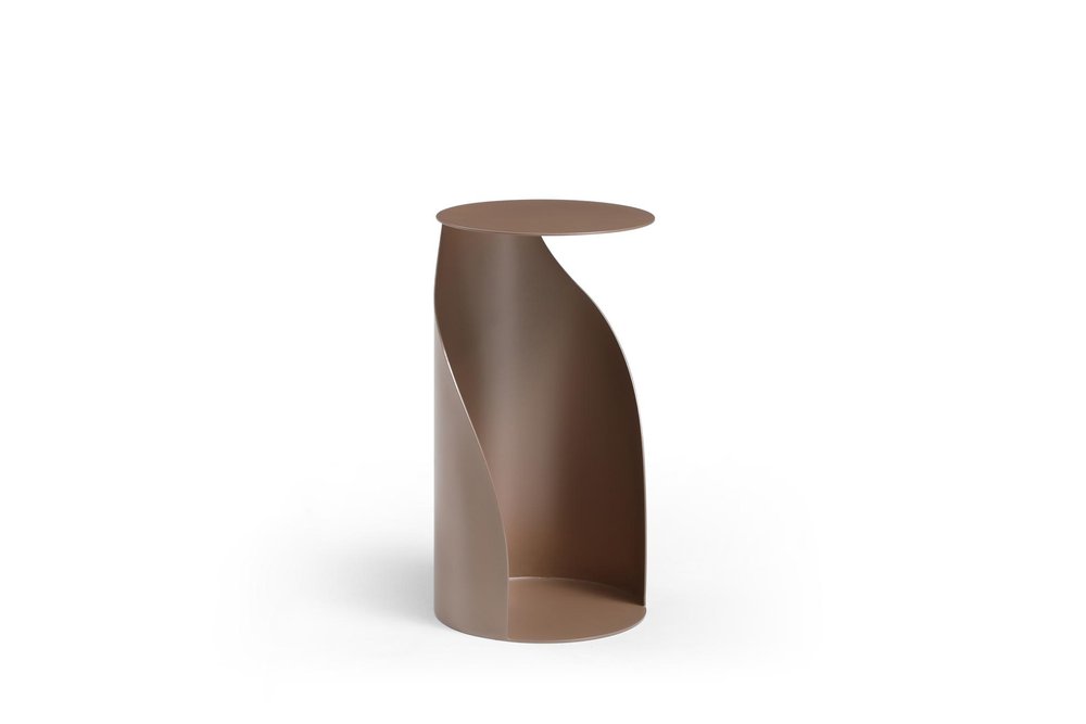 21" Gold Steel Round Pedestal End Table