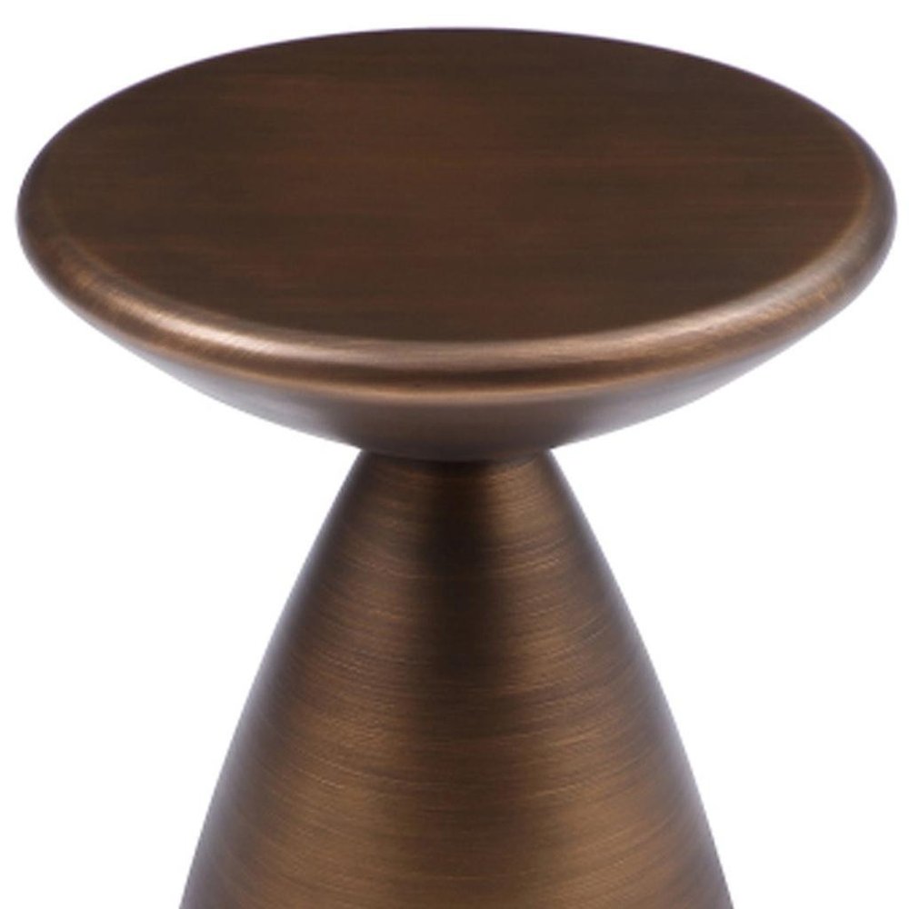 18" Bronze Steel Cinched High Waist Round Pedestal End Table