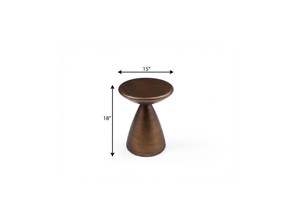 18" Bronze Steel Cinched High Waist Round Pedestal End Table
