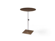 Bronze And Silver Steel Height Adjustable Round Pedestal End Table